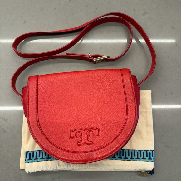 tory burch Red Leather Crossbody Bag with dust bag - Picture 1 of 3